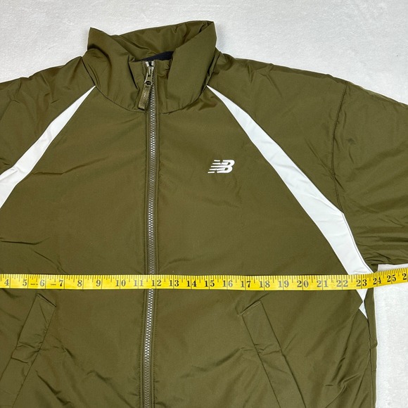 New Balance NB Water Defy Puffer Jacket Olive Green White Athletic Size S - Picture 3 of 5